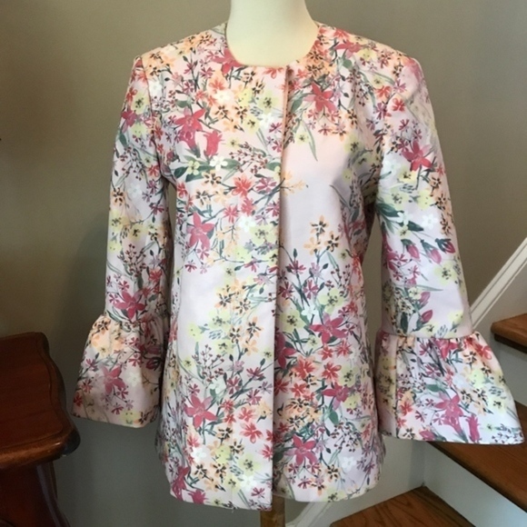 Anthropologie Vegan Pink Floral Jacket Small - Picture 1 of 8